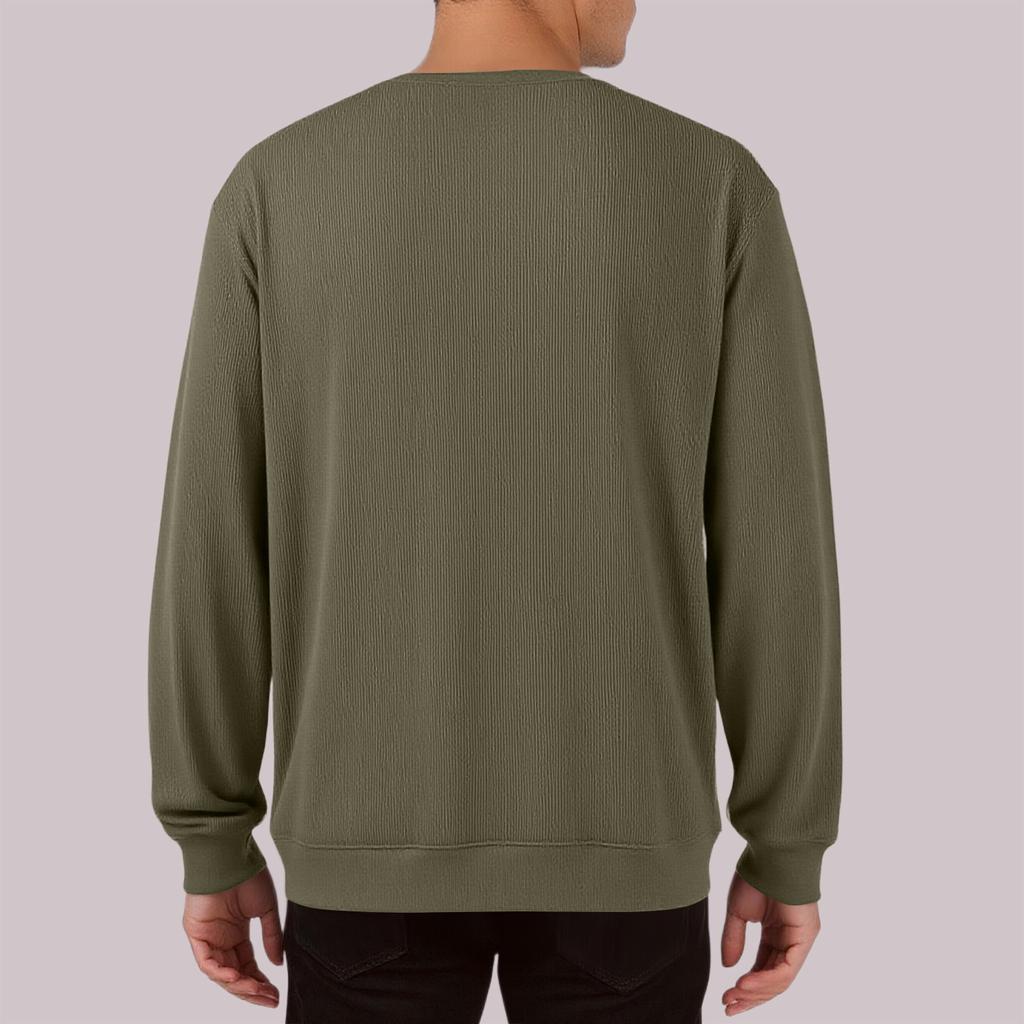 Men's Casual Style Solid Color Loose  Shirt Long-sleeved Top