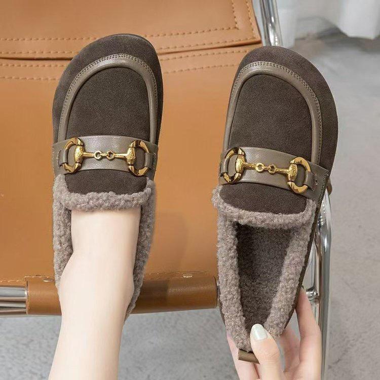 

Leather plush shoes women s winter plush warm single shoes matte leather cotton shoes large size 41