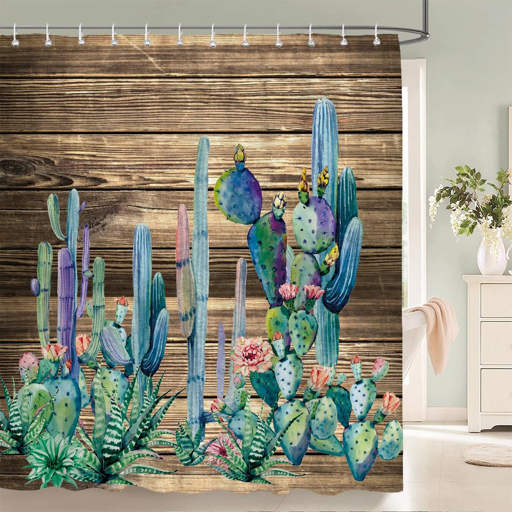 Tropical Cactus Shower Curtain Polyester Fabric Bath Curtain For The Bathroom Decorations Multi-size Printed Shower Curtains