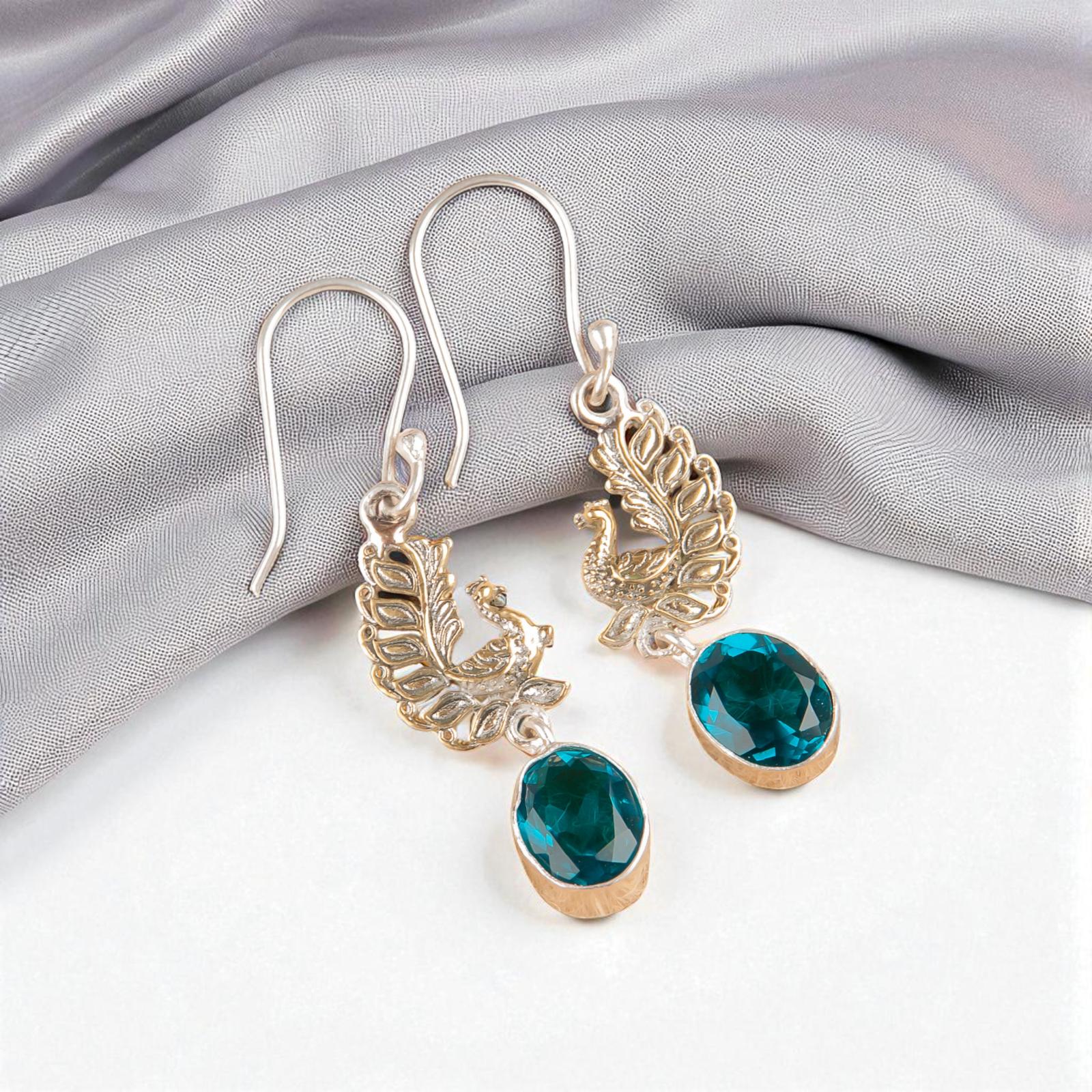 

Апатит Драгоценный камень 925 Стерлинговое серебро Ювелирные изделия Ручной работы Серьги-капли/подвески 1,8 EE-88-11