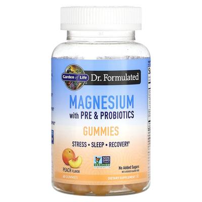 Magnesium-containing Free & Probiotic Gummies, Peach Flavor, 60 Gummies