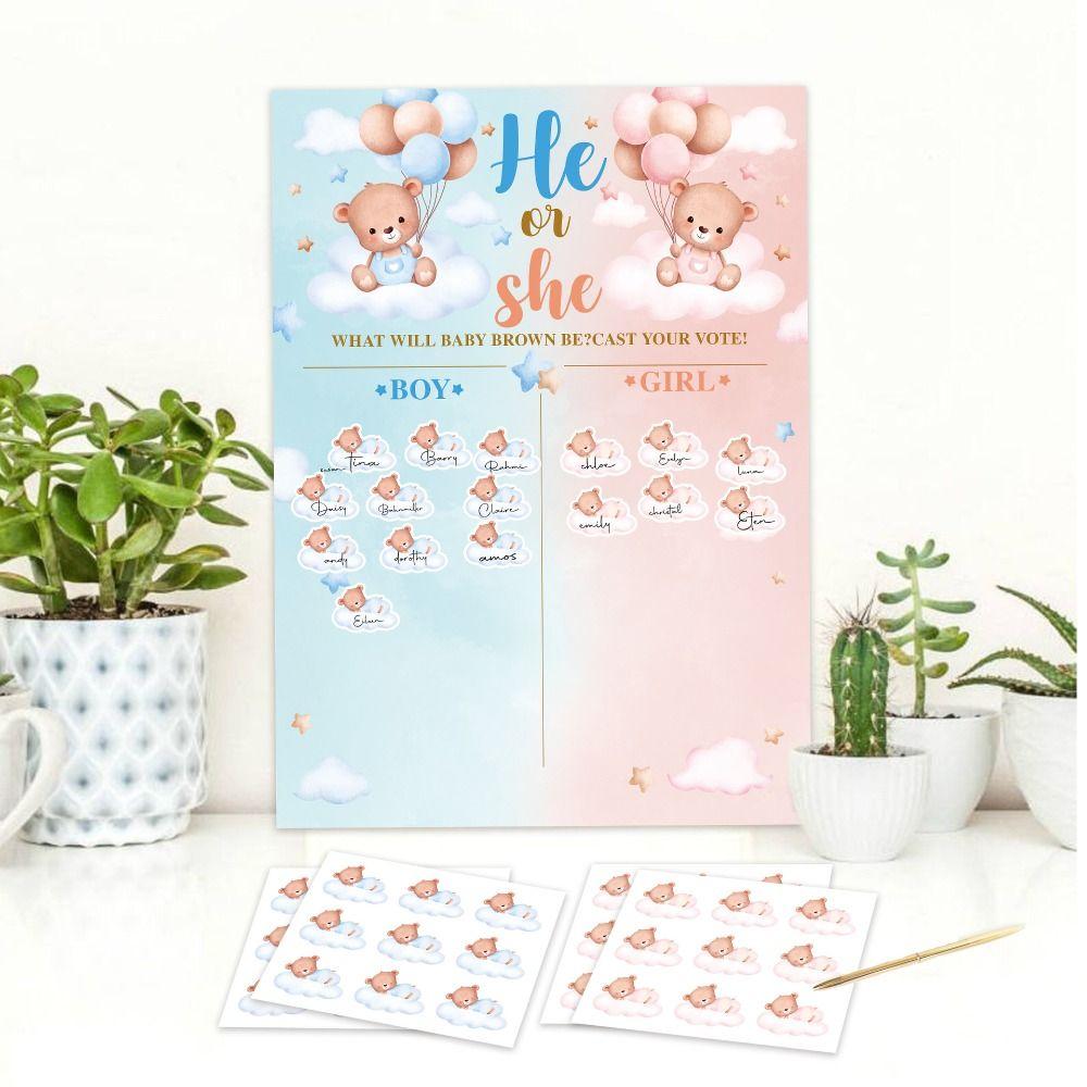With Stickers Gender Revealed Voting Game Paper He or She Poster Board Party
