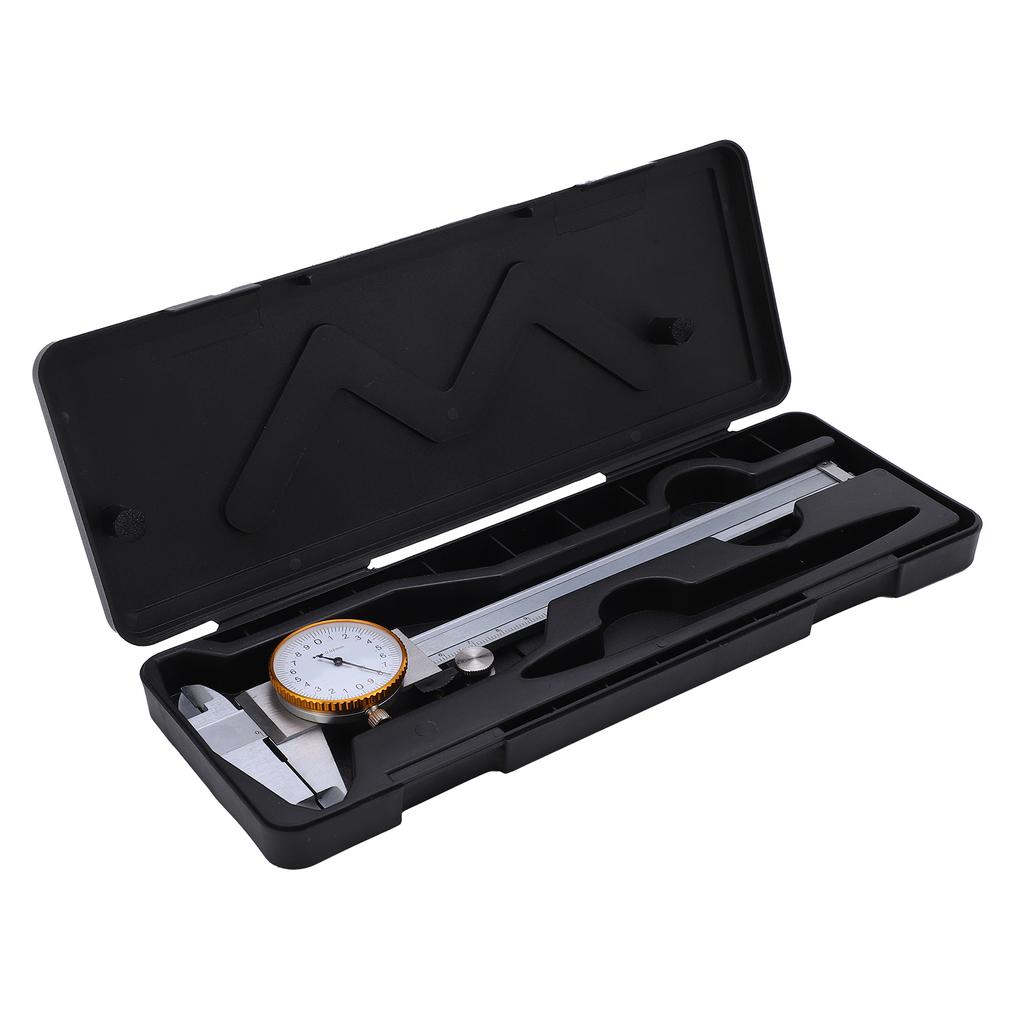 0150mm Dial Caliper Steel ShockProof Adjustable Vernier Caliper with Depth Rod Silver