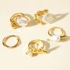 Women's Fashion Alloy Irregular Pearl Ring, Retro Ring 5-piece Set