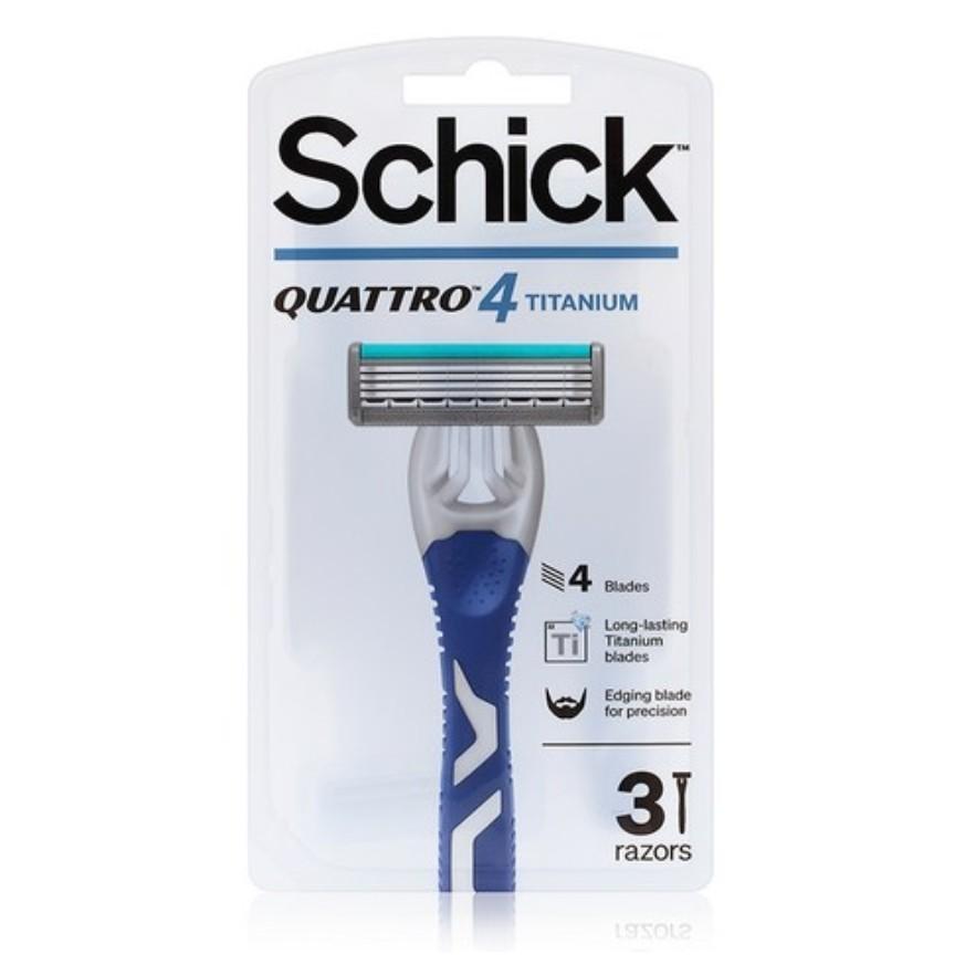 [Schick] Quattro 4 Titanium Портативная бритва (1 упаковка 3 шт.), Корейское лезвие бритвы 1Pack (3pcs)