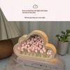 Cloud Shape Tulip Night Light Diy Mirror Flower Atmosphere Lamp Desktop Ornament Creative Handmade Gift For Bedroom Decoration