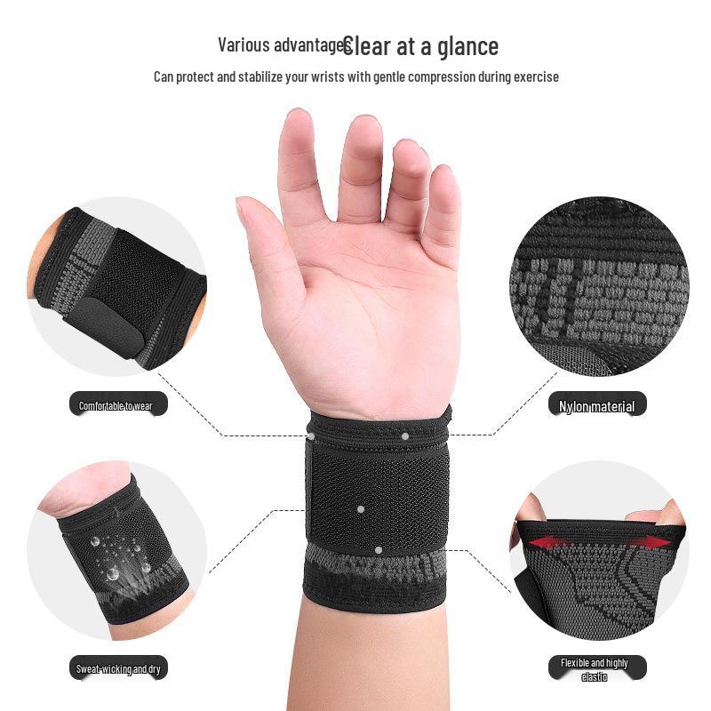 Adjustable Nylon Breathable Sweat-Absorbent Wristband - Non-Slip, Knitted Sports Wrist Guard