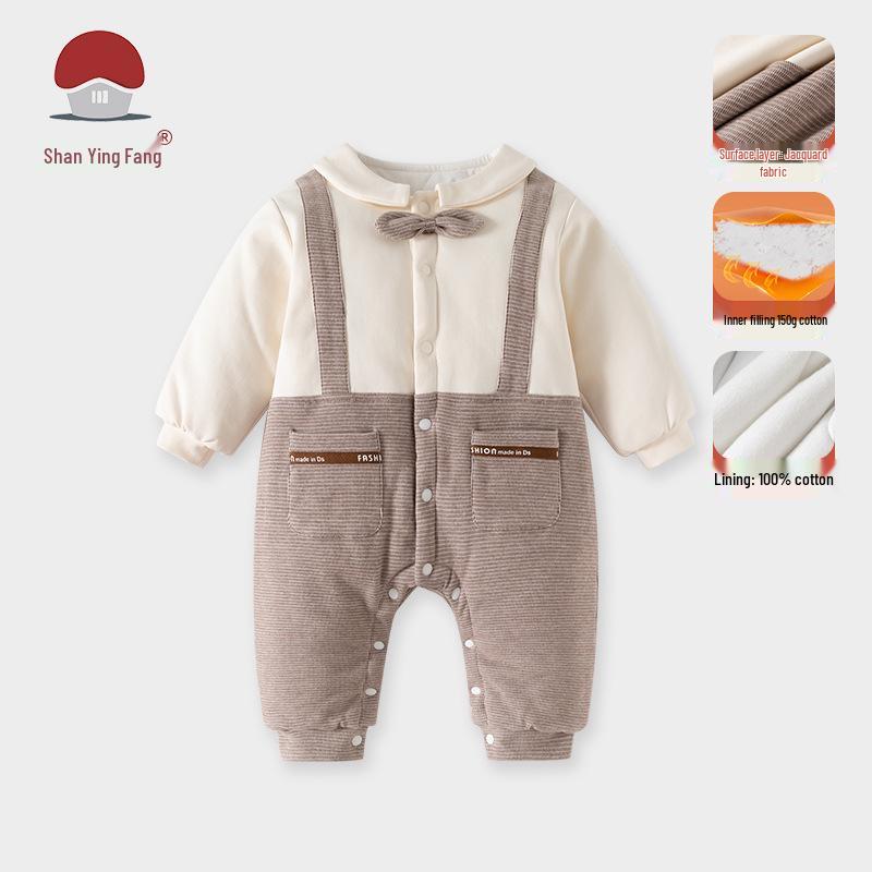 Macacão de Algodão Aconchegante para Bebê Menino - Roupa Quente e Estilosa para Outono/Inverno