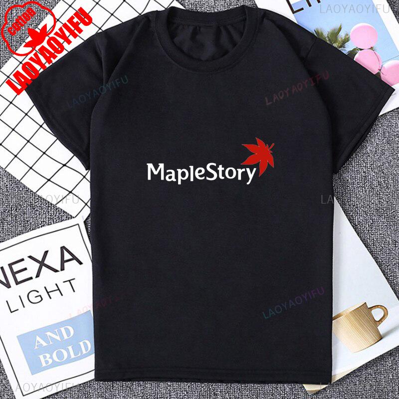 Vintage Pixel Game Style MapleStory Kawaii Printed TShirts Korea Style Buddy Personalize Homme T Shirt Cotton Y2K Otaku Clothing
