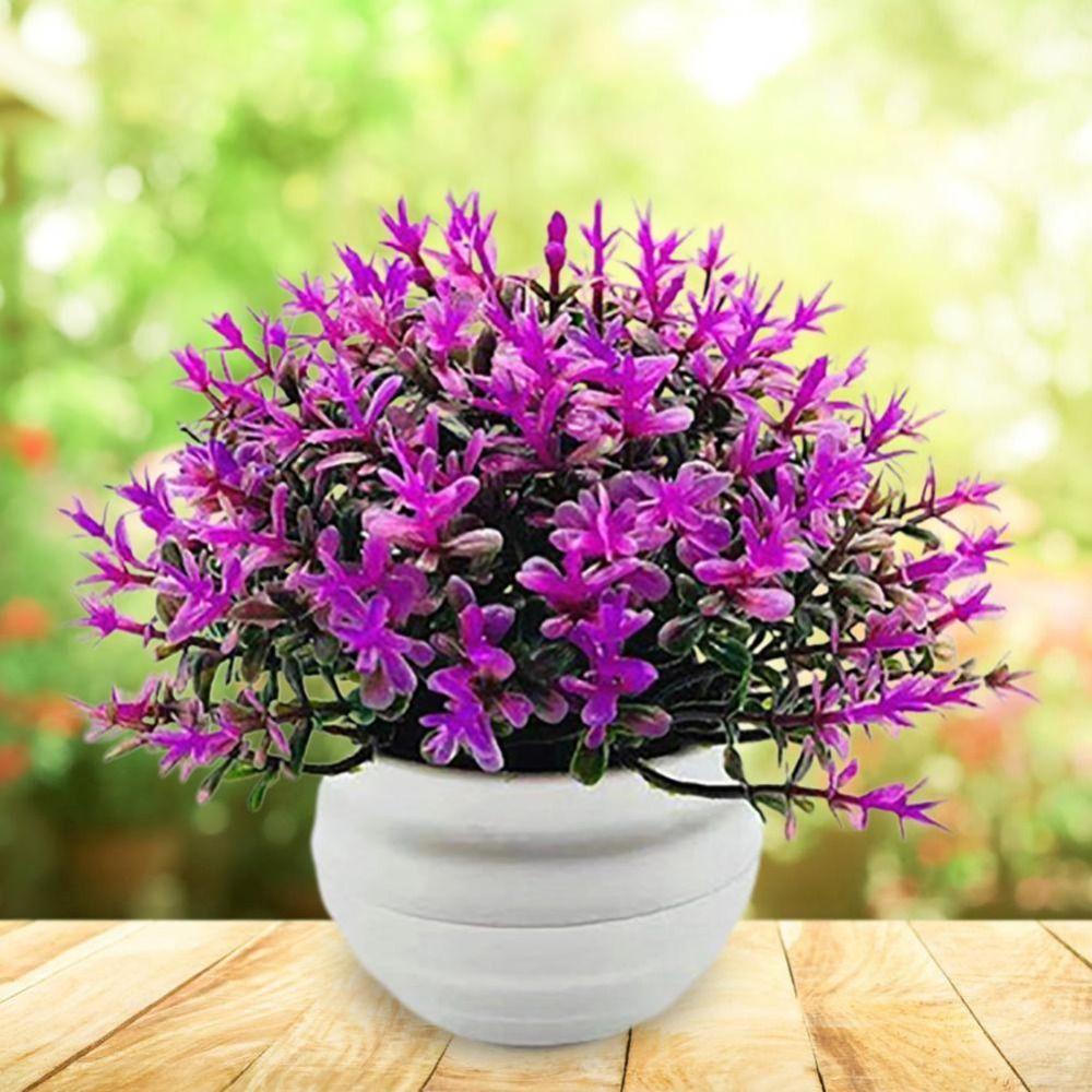 Plastic Artificial Potted Flowers Pink Fake Flower Bonsai Artificial Faux Plants  Indoor Decoration
