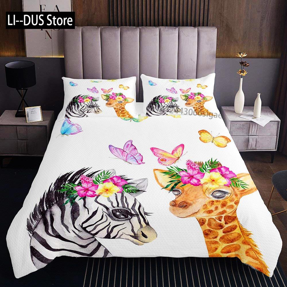 Wild Animal Giraffe Comforter Set Twin King Size Bedding Set for Kids Adults Decor Comforter Quilt Set with 2 Pillowcase 3Pcs