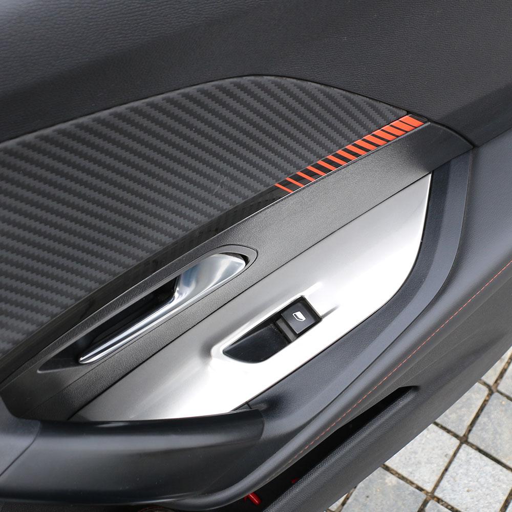 4pcs Armrest Window Rise Lift Control Switch Panel Cover for Peugeot 2008 2020 - 2022 LHD Door Lock Decoration Trim Accessories LHD