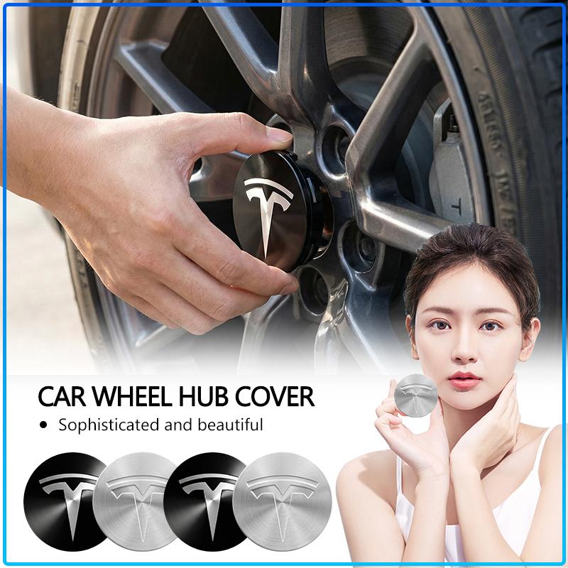 4 stuks 60 mm Auto Wielnaafdopjes Badge Accessoires Voor Tesla Model 3 Model S Model X Model Y Roadster Performance Decoratie