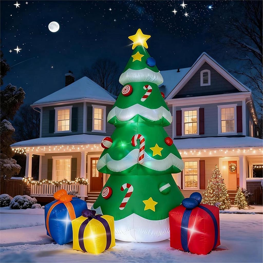8.2 FT Christmas Inflatable Tree Outdoor Decorations, Blow Up Christmas Tree for Garden Lawn Holiday Decor US Plug
