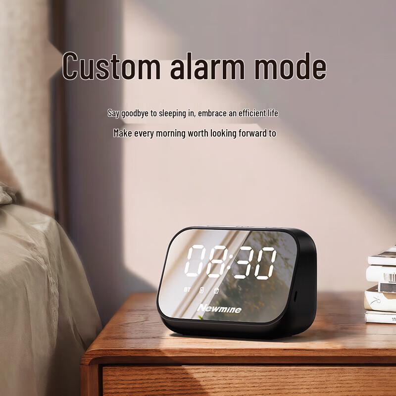 Newmine BT516 Portable Bluetooth Speaker with Mirror Alarm Clock CN plug (adapter included)