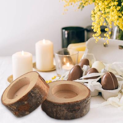Gut-12 Stück Kerzenhalter aus Holz, Votiv-Teelichthalter für Hochzeitsfeier für Tisch, Halloween-Weihnachtsfeier Heimdeko