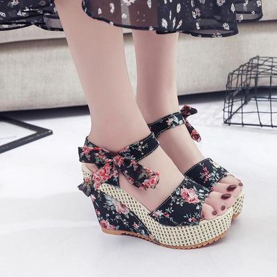 Open Toe Fish Head Casual Platform High Heels Wedge Summer Ladies Shoes Women Sandals
