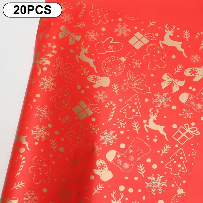 20-Count 57*57cm Flower Wrapping Papers for DIY Xmas Bouquet Packaging, Waterproof Xmas Gift Wraps