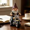 Decorative Gnome Figurine Riding Retro Motorcycle Figurine, Motorbike Dwarf Resin Statue Outdoor Sculpture Sculpture, Ornament for Home Office