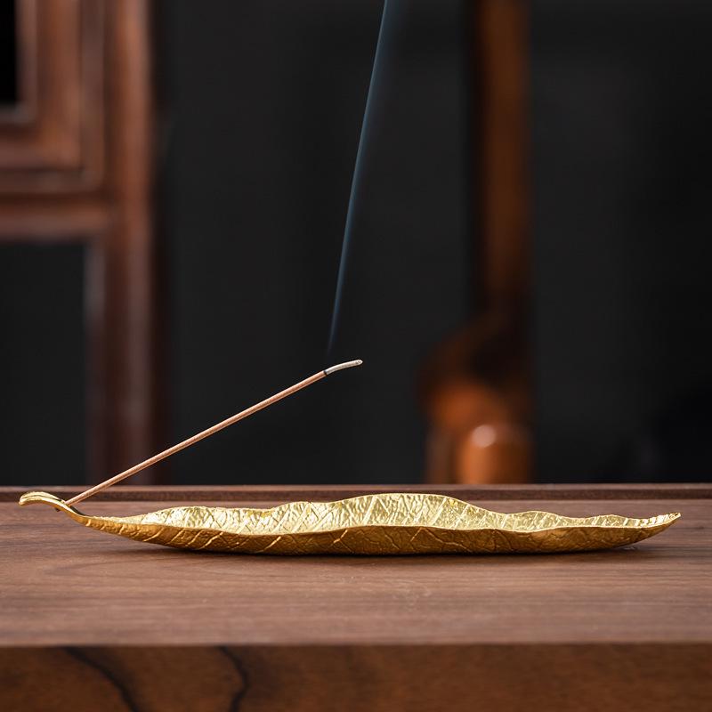 Vintage Bodhi Leaf Alloy Incense Holder - Creative Home Decor, Japanese Style Leaf Stand & Burner