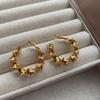 Gold Irregular Twist Earrings Pleated Glossy Polished Earrings Personalized Unique Earrings