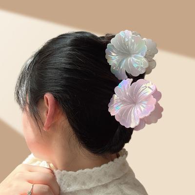 Damen Haarspange Blume Design Hinterkopf Haarspange Rutschfester Halt Leuchtende Farben Hai-Haarspange Haaraccessoire