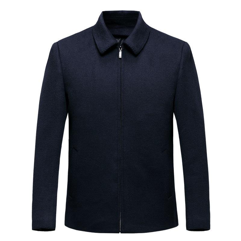 Men's Double-Sided Wool Jacket with Winter Down Liner for Middle-Aged Dads