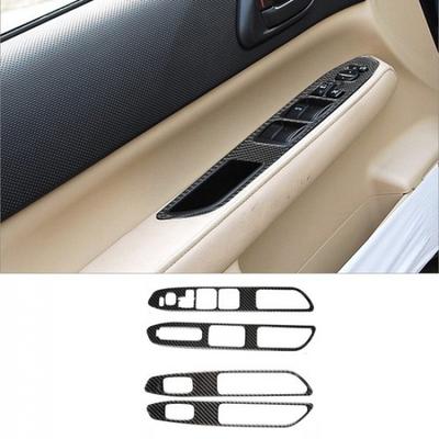 4Pcs Carbon Fiber Interior Door Control Cover Trim For Subaru Forester 2005-08