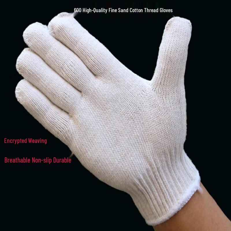 Heavy-Duty White Cotton Canvas Work Gloves