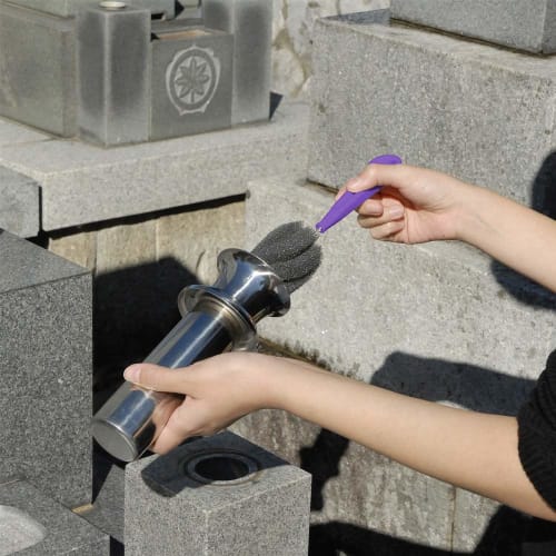 Azuma Gravestone Cleaning Sponge, Gravestone and Flower Vase Cleaning Sponge, Small, 4cm Wide X 26cm Long, Purple, Handled Sponge for Deep Cleaning of