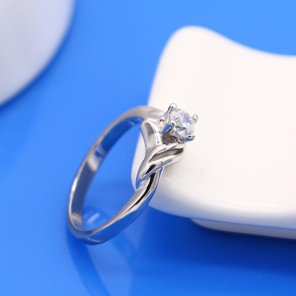 Japanese Woman'S Simple Single Ring, Platinum-Plated Inlaid 5A Zircon Ring, Imitation Diamond Ring, Marriage Proposal Gift