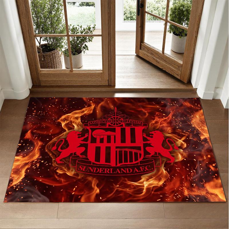 Sunderland Football Design Crystal Velvet Rug Soft Decorative Mat for Bedroom Entrance