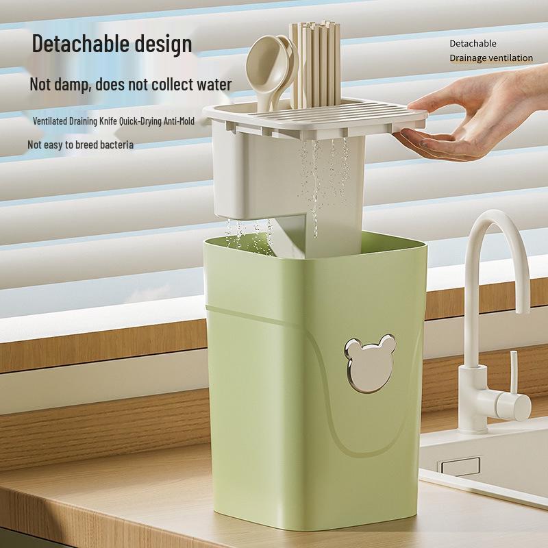 Cartoon Style Large Capacity Kitchen Knife & Chopstick Holder - Multifunctional Storage Rack