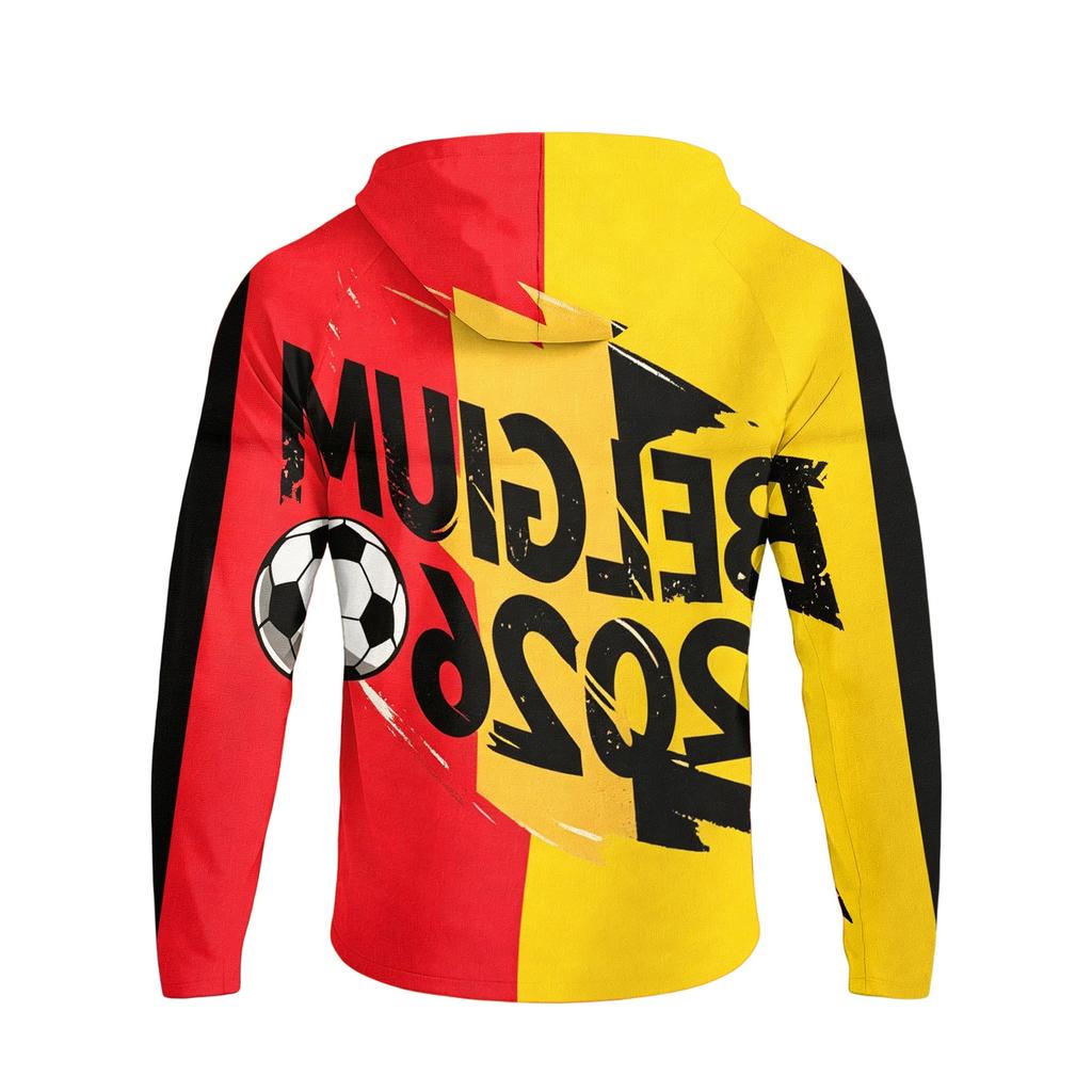 Men's Casual Raglan Sleeve Hooded Long Sleeve Sun Protection Jacket Lightweight Zip Up Soccer Graphic Print Outdoor Windbreaker