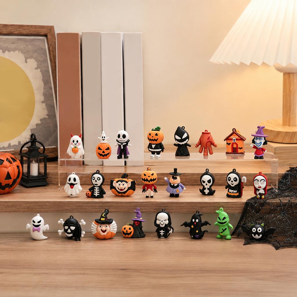 24pc Halloween Countdown Calendar with Horror Blind Box Figures Assorted Halloween Themed Collectible Toys for Seasonal Decoration and Gift