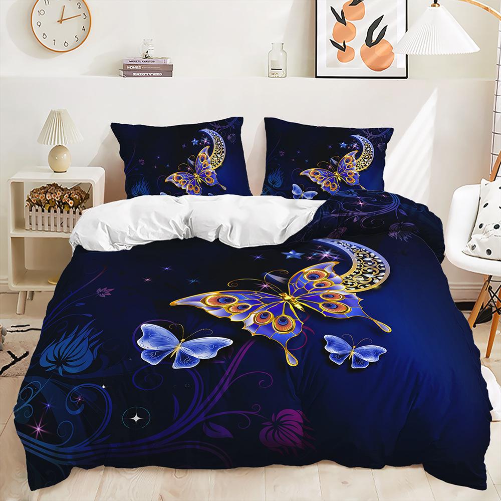 

Пододеяльник Golden Butterfly Rose Декоративное постельное белье Цифровая печать Комплект из трех предметов 229 * 264 (three-piece set) 90g