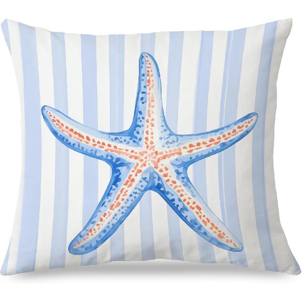 Abstract Oyster Coastal Beach Pillow Covers 18x18 Set of 2, Beachy Room Decor Aesthetic, Retro Coastal Ocean Oyster Shell Decorative Lumbar Pillow