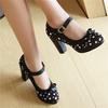 Móda Jaro Nové Lolita Boty Dámské Oxford Lodičky Roztomilé Vysoké Podpatky Retro Vintage Boty pro Ženy Mary Janes Kulatá Špička s Řemínkem kolem Kotníku