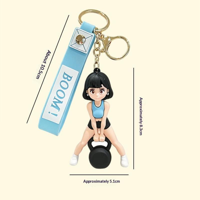 Cute Yoga Girl Silicone Keychain Adorable Cartoon Yoga Girl Design Key Holder Cute Pendant for Purse Ideal Gift for Teen Girls