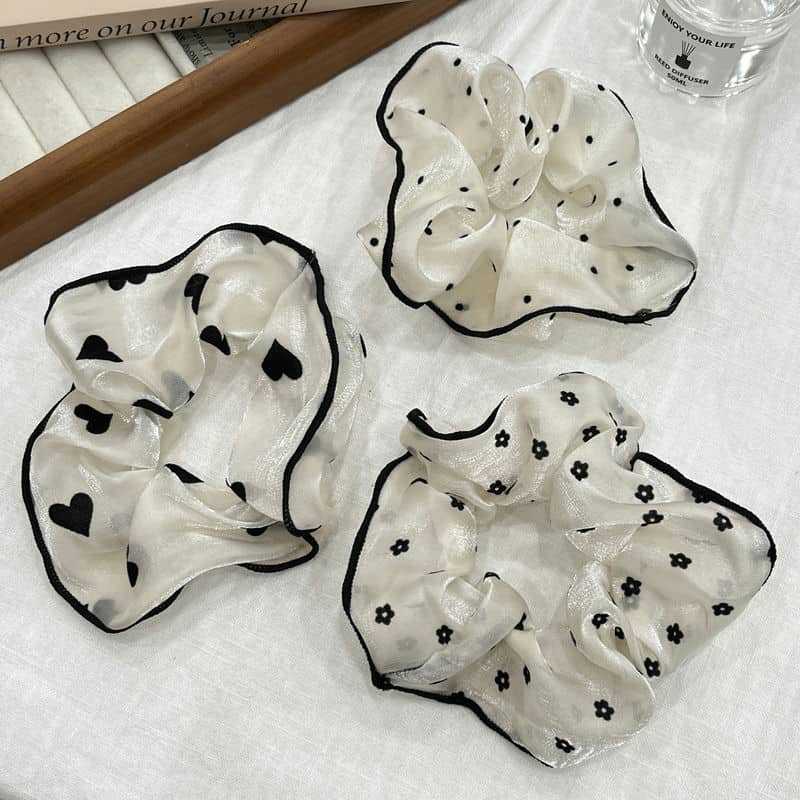 

3PCS French Style Sweet Large Intestine Hairband Temperament Hair Rope Minimalist Polka Dot Rubber Band Women Head New Style