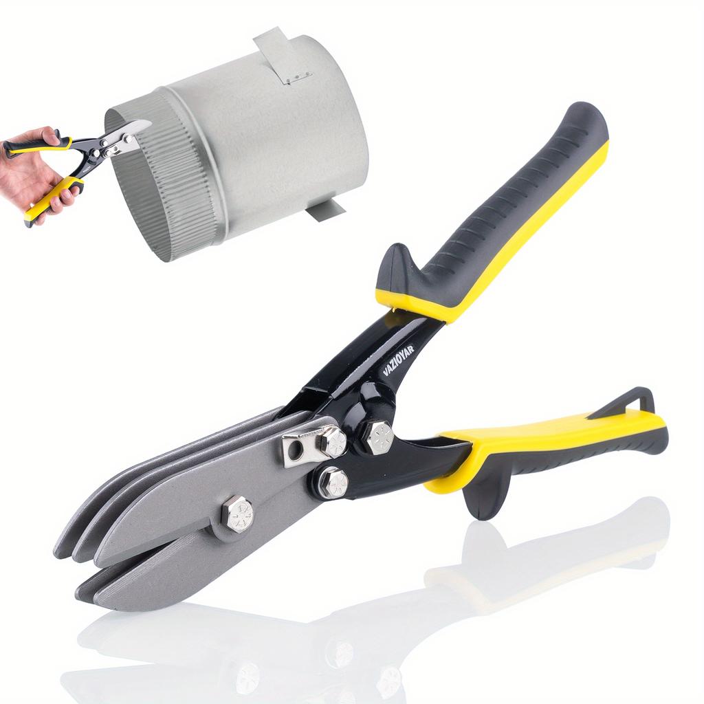 Damaly,5-Blade Duct Crimper Tool for Sheet Metal, HVAC Work, 24-28 Gauge, Alloy Steel Construction with Yellow & Black Handle
