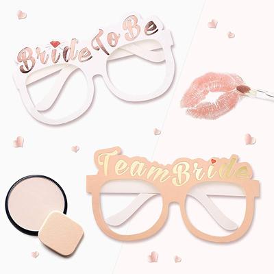 Lunettes en Papier Fête d'Enterrement de Vie de Jeune Fille Or Rose Team Bride Blanc Future Mariée Mariage