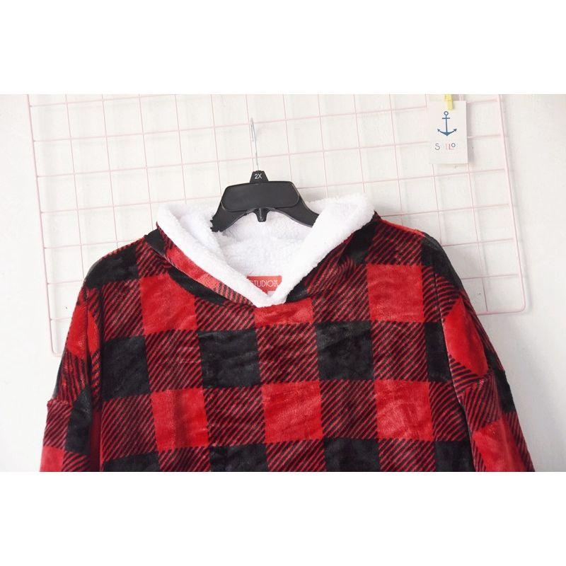 Export Single Winter Double Layer Thickened Flannel Heattech Hooded Pajamas Nightgown Lengthened Plus Size Couple Home Wear
