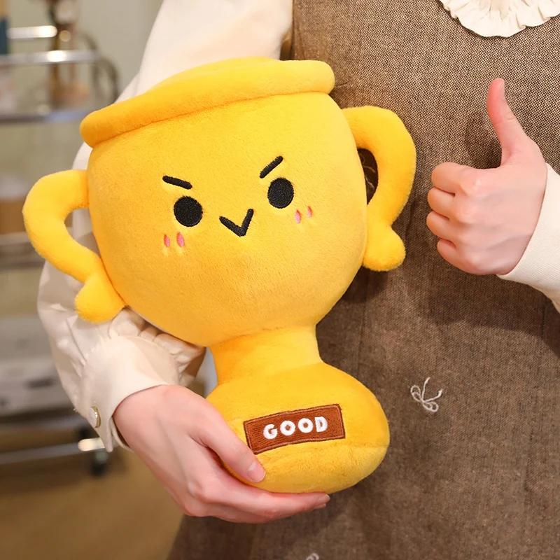 Funny Trophy Stuffed Doll Soft Fluffy Good Award Cup Plush Toy Kawaii Trophy Plushie Birthday Present Home Office Decor