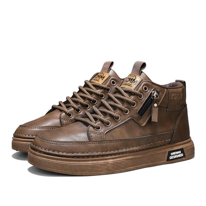 Men's High Top Leather Shoes Fashionable Ankle Boots Business Casual Outdoor Shoes Retro Work Male Boots Comfortable Seasonal