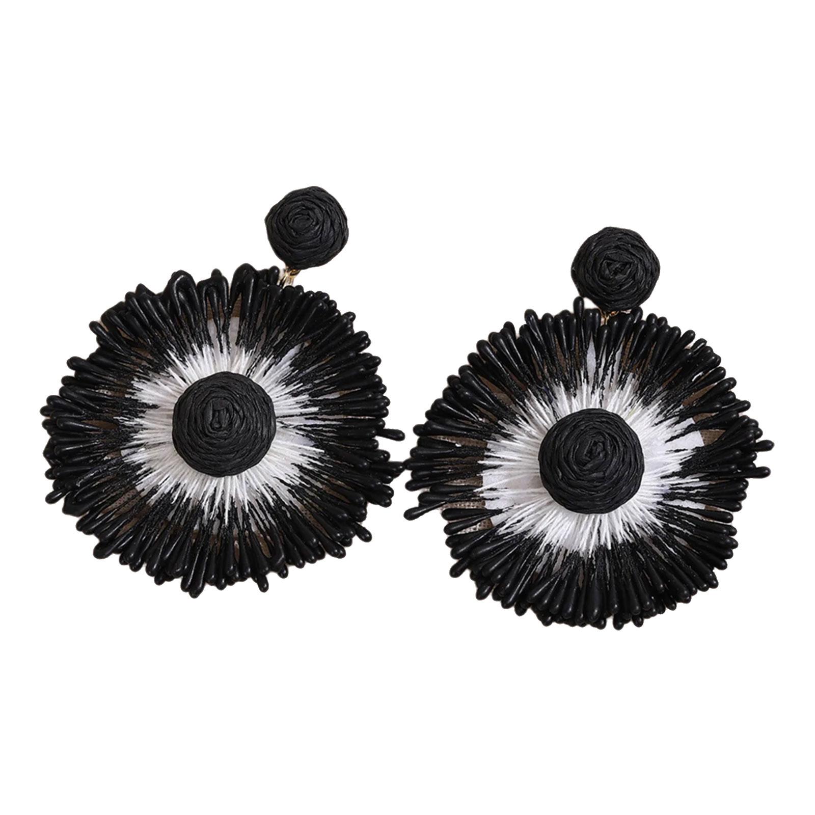 

Handmade Raffia Floral Earrings Bohemian Design Lightweight User Friendly Summer Accessories