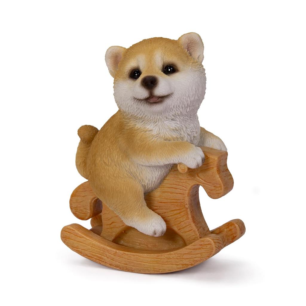 Ubia Shiba Inu Riding a Rocking X X Doll Animal Garden H23220 Horse, 6.5 4.5 9.2 Cm, Figurine, Ornament, Decor, Dog,