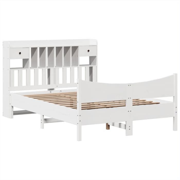 VidaXL Cadre de lit sans matelas blanc 150x200 cm bois de pin massif, lit, meuble de chambre à coucher, lit en bois, lit 3323375