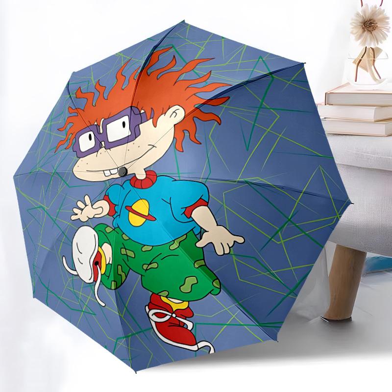 1pc Rugrats Automatic Folding Umbrella, Portable Collapsible Design, 8-Rib Iron Frame, , All-Season Casual Outdoor Accessory Yy0901137