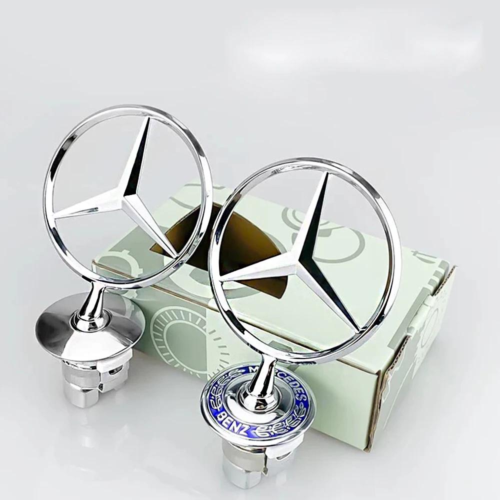 KMLC3 1pcs 44mm 3D Metal Blue Chrome Star Bonnet Hood Logo Emblem Badge for Mercedes Benz AMG W202 W203 W204 W208 W212 W220 W221 W140